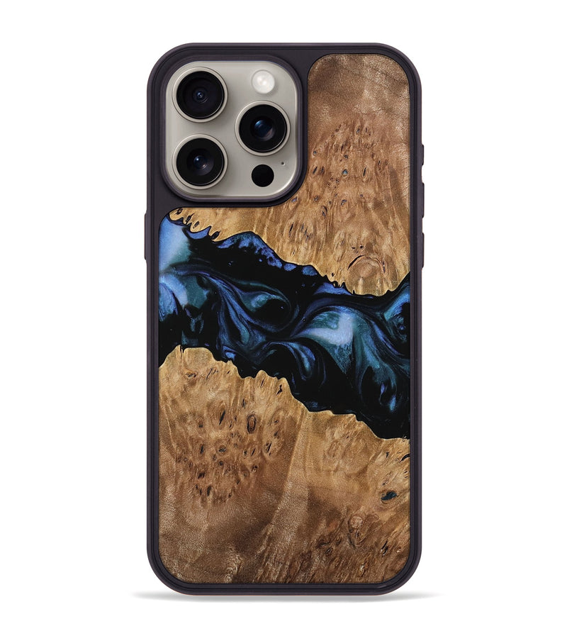 iPhone 15 Pro Max Wood Phone Case - Cathe (Blue, 739743)