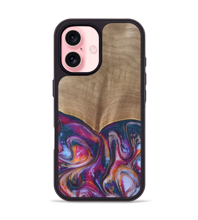 iPhone 16 Wood Phone Case - Rivah (Blue, 739756)