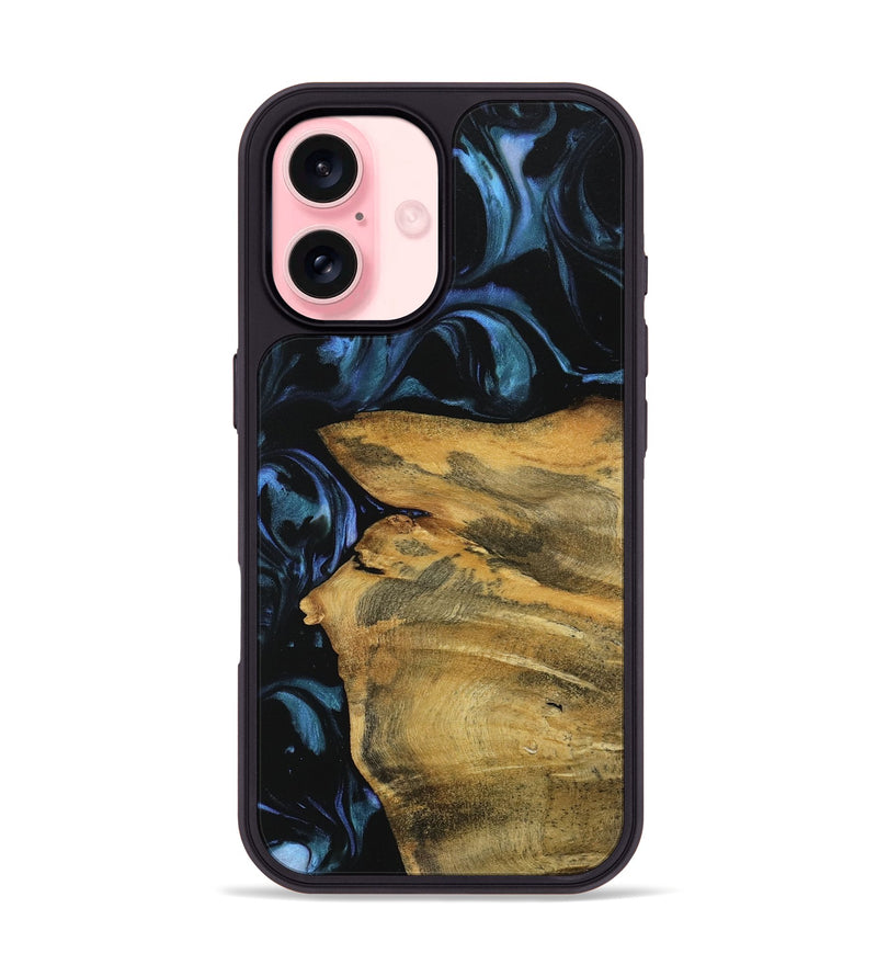 iPhone 16 Wood Phone Case - Ivette (Blue, 739791)