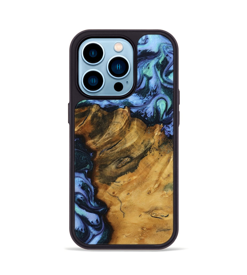 iPhone 14 Pro Wood Phone Case - Myla (Blue, 739851)