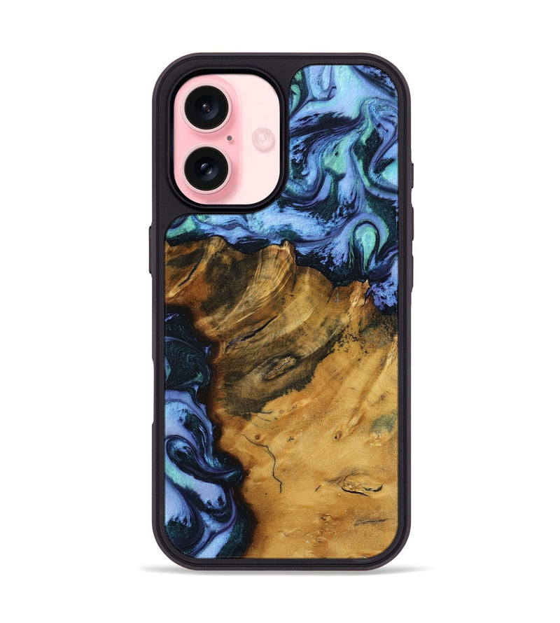 iPhone 16 Wood Phone Case - Myla (Blue, 739851)