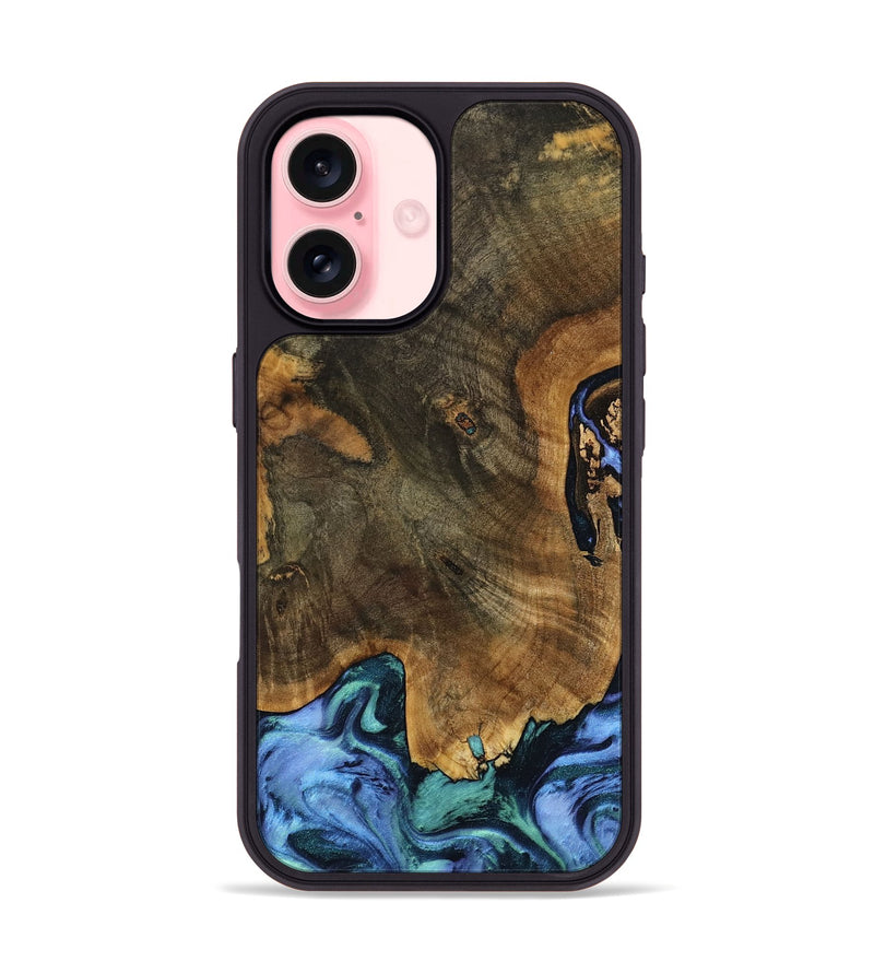 iPhone 16 Wood Phone Case - Chyna (Blue, 739852)