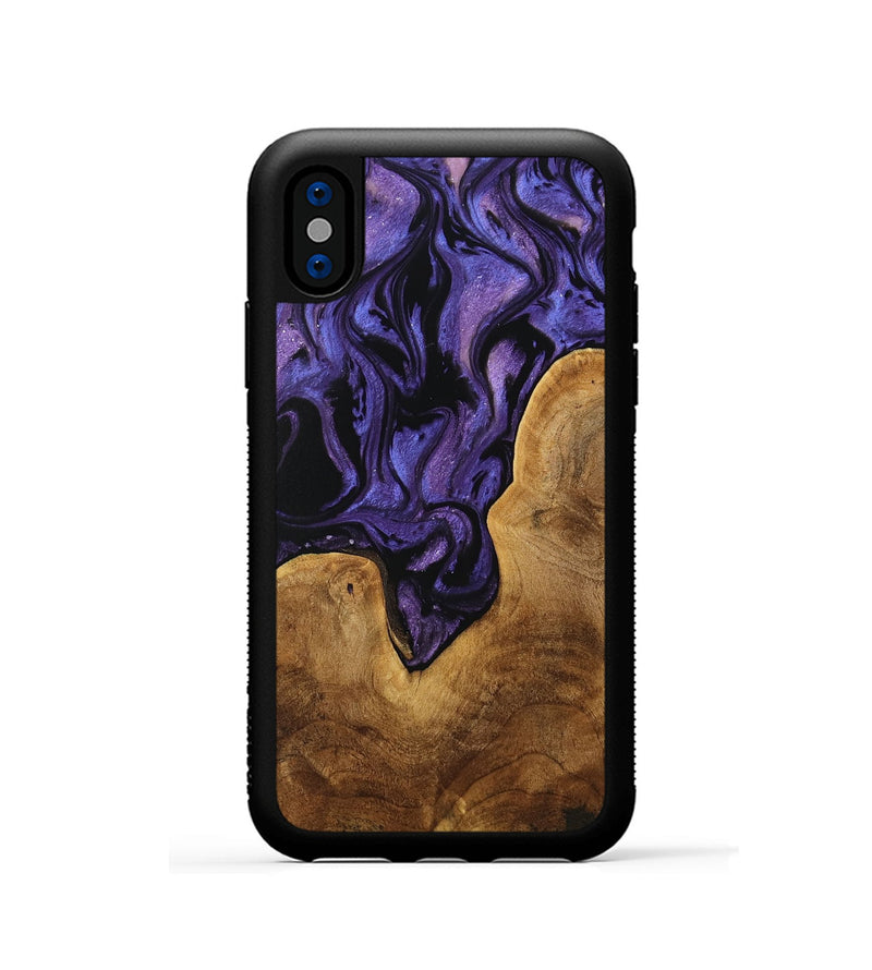 iPhone Xs Wood Phone Case - Miwa (Purple, 739855)