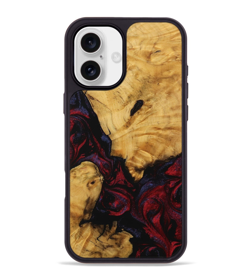 iPhone 16 Plus Wood Phone Case - Hertha (Red, 739885)