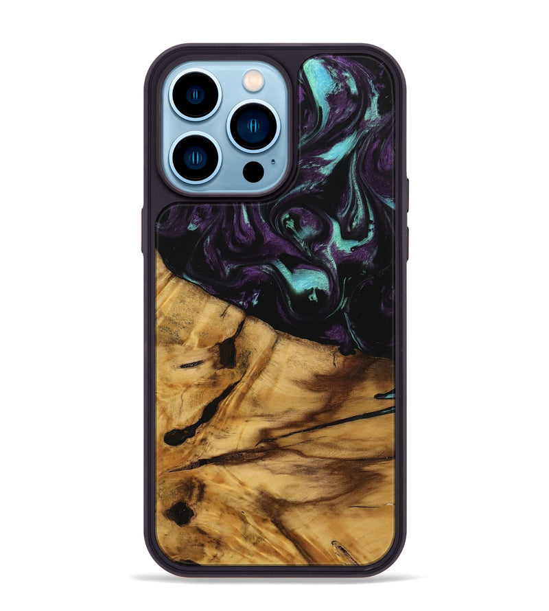 iPhone 14 Pro Max Wood Phone Case - Agneta (Purple, 739955)