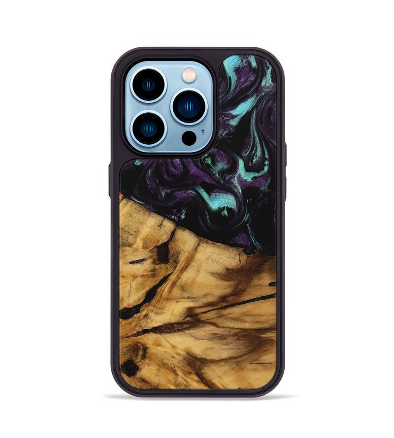 iPhone 14 Pro Wood Phone Case - Agneta (Purple, 739955)