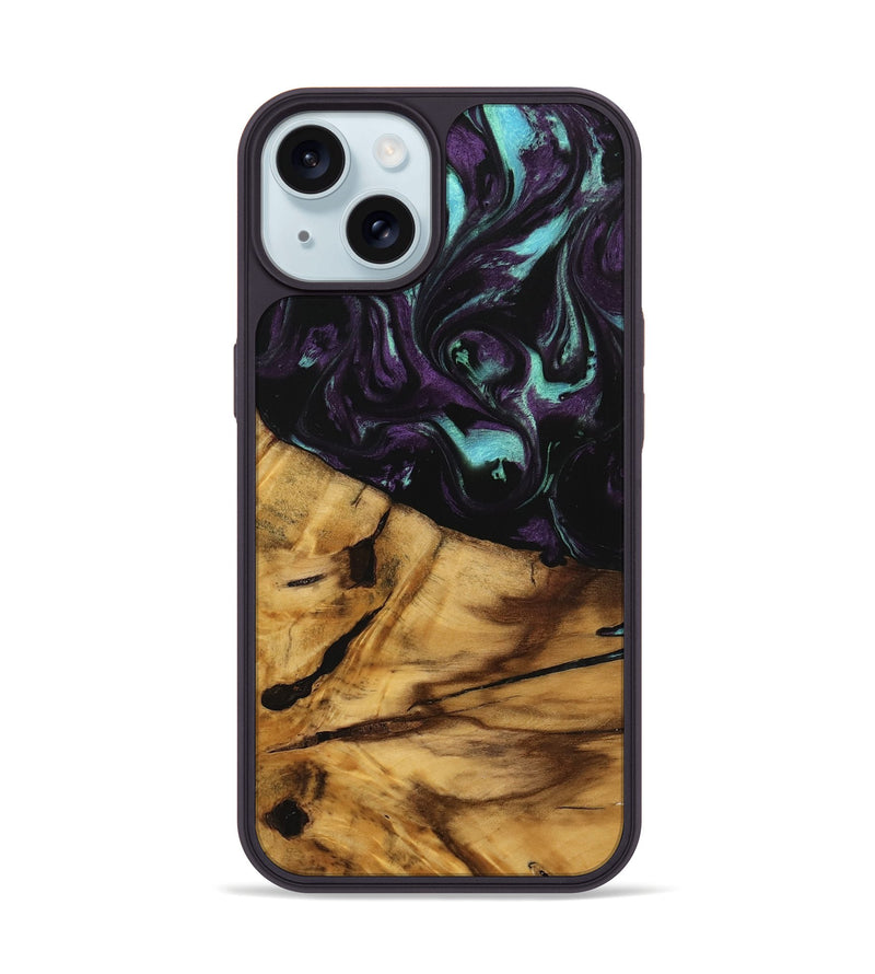 iPhone 15 Wood Phone Case - Agneta (Purple, 739955)