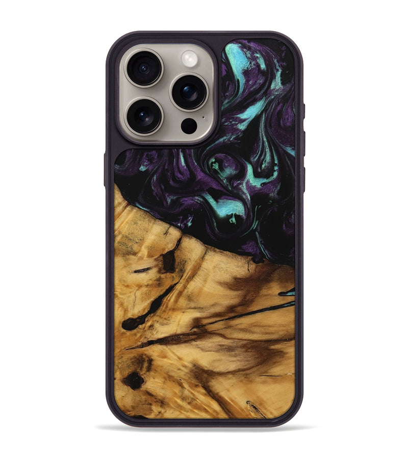 iPhone 15 Pro Max Wood Phone Case - Agneta (Purple, 739955)