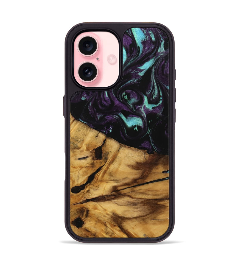 iPhone 16 Wood Phone Case - Agneta (Purple, 739955)