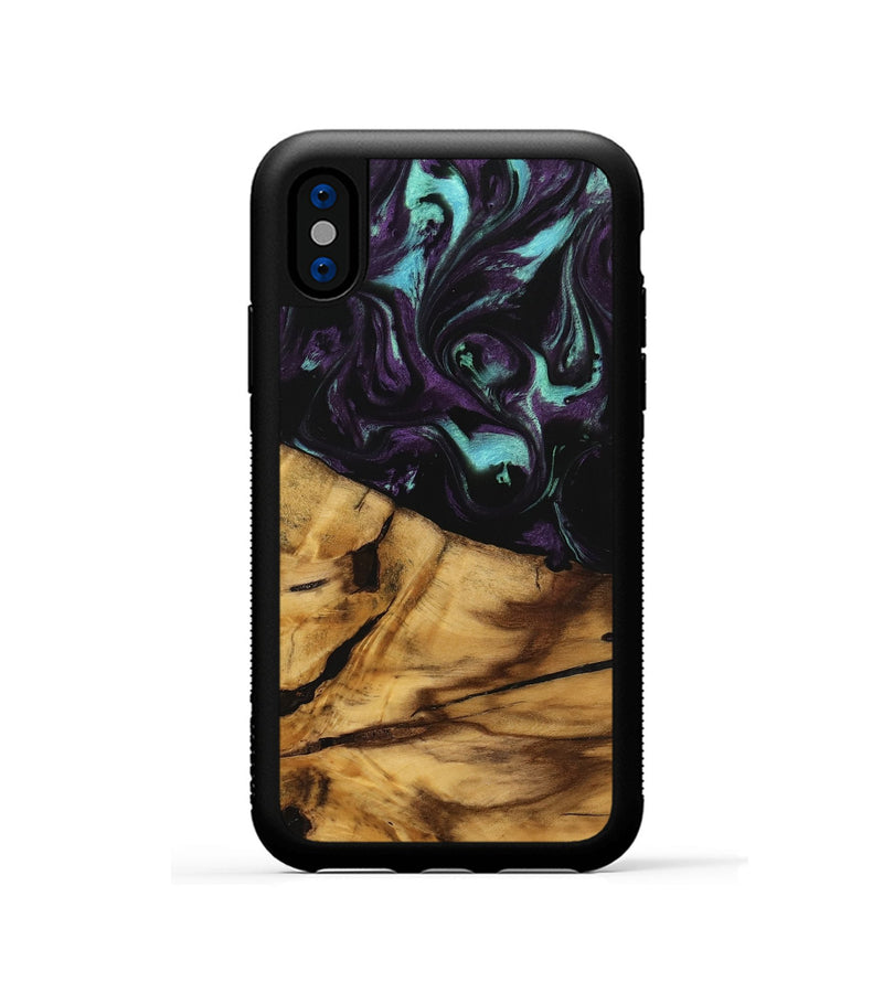 iPhone Xs Wood Phone Case - Agneta (Purple, 739955)