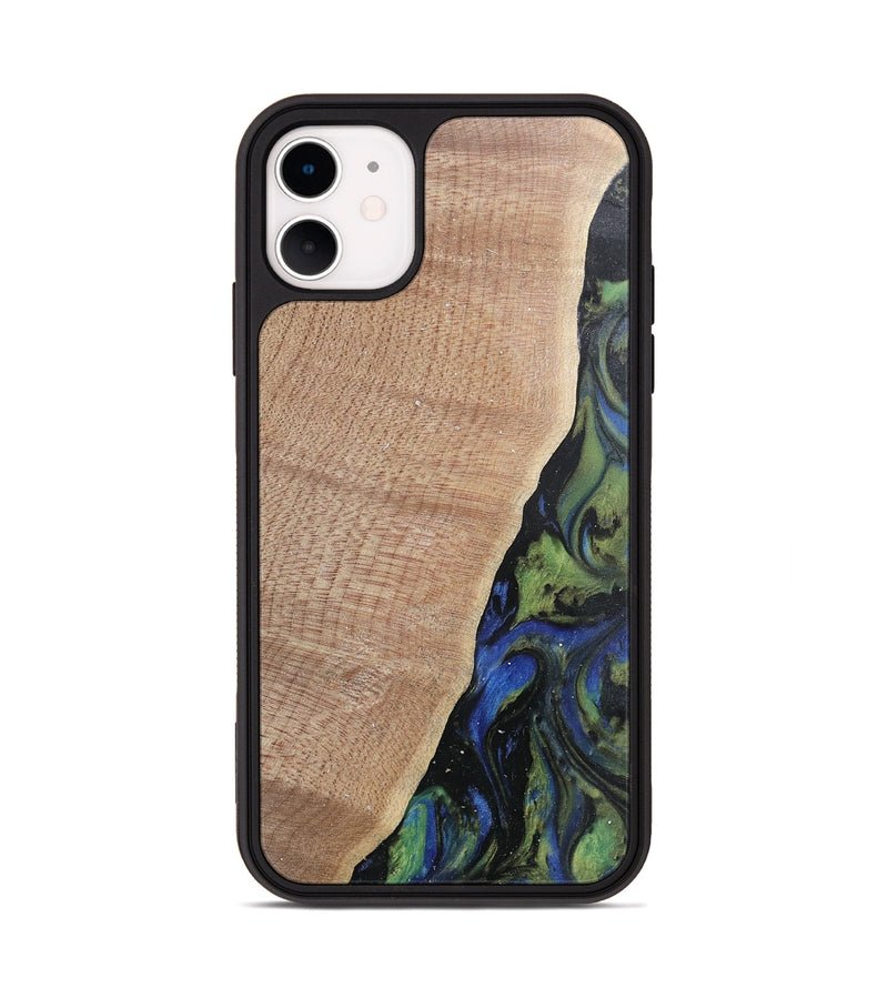 iPhone 11 Wood Phone Case - Amber (Green, 740006)