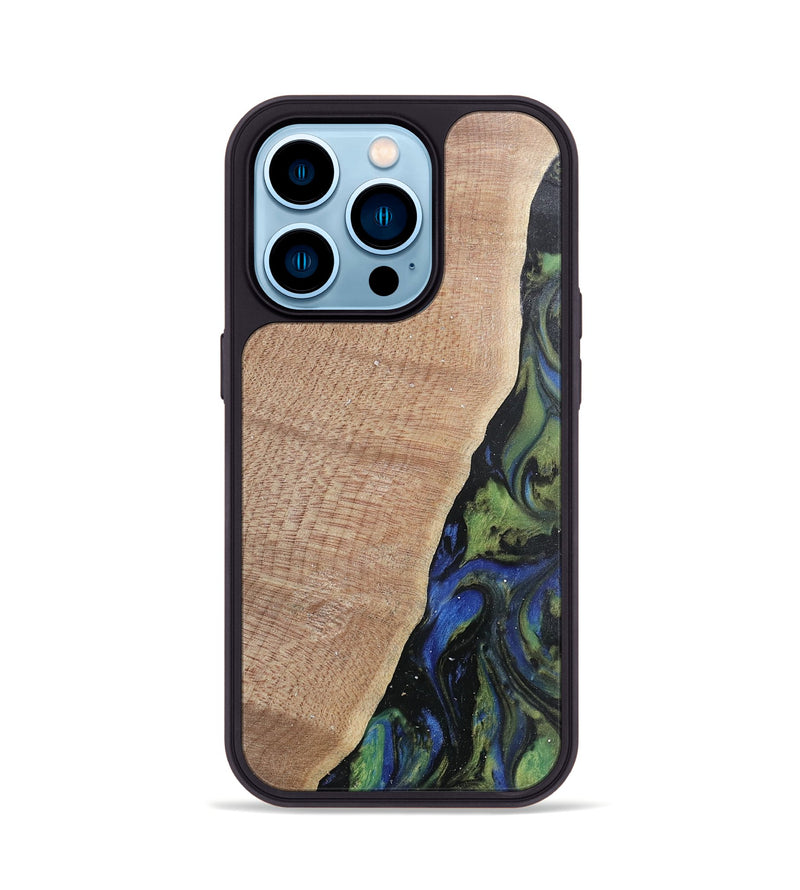 iPhone 14 Pro Wood Phone Case - Amber (Green, 740006)