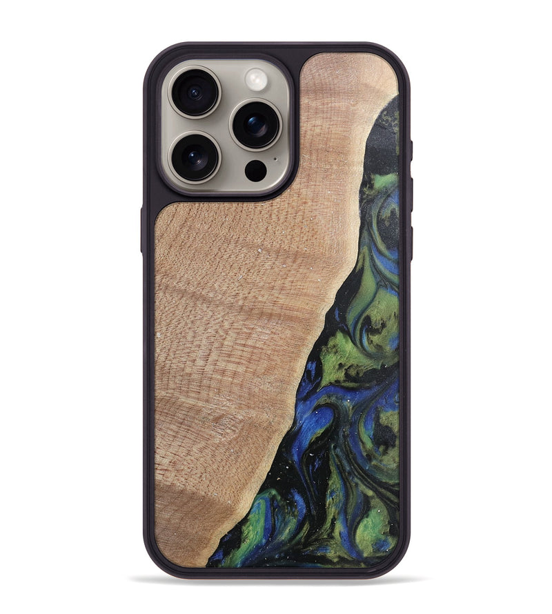 iPhone 15 Pro Max Wood Phone Case - Amber (Green, 740006)