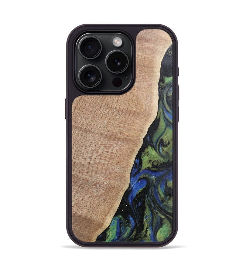 iPhone 15 Pro Wood Phone Case - Amber (Green, 740006)