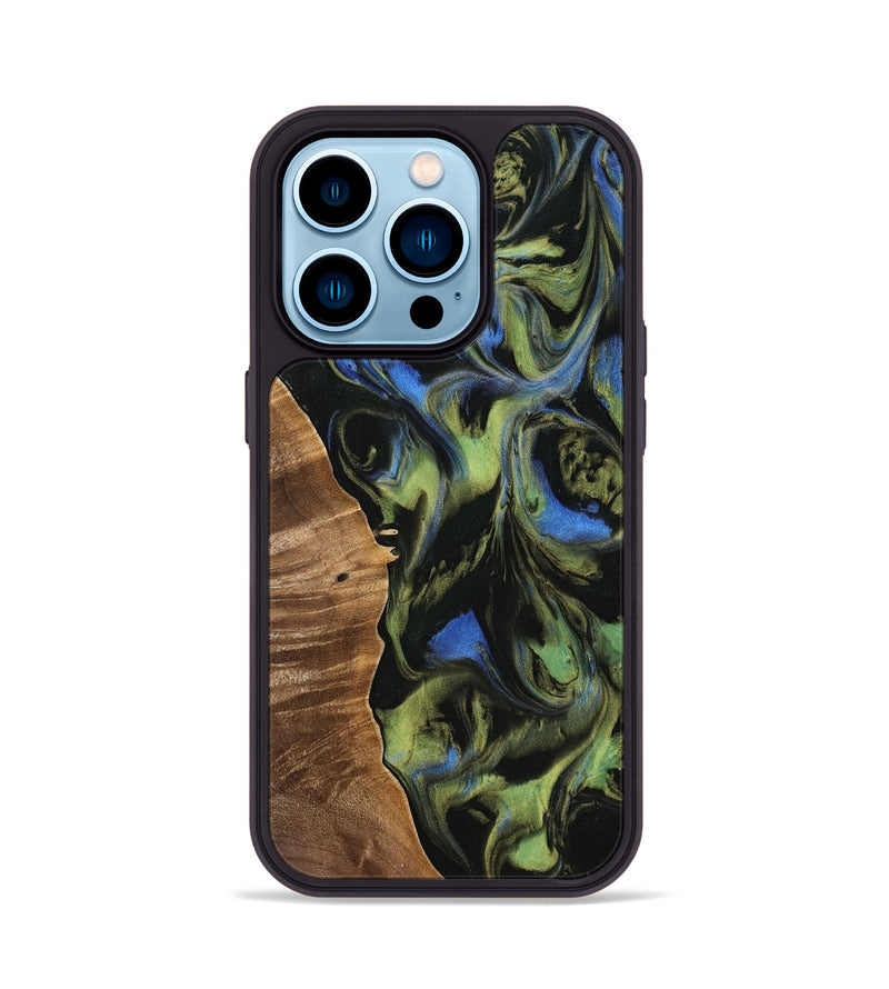 iPhone 14 Pro Wood Phone Case - Viviene (Green, 740037)