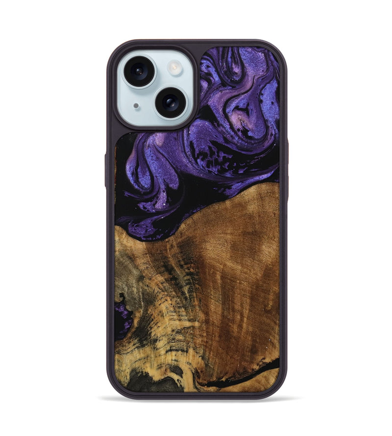 iPhone 15 Wood Phone Case - Karim (Purple, 740054)