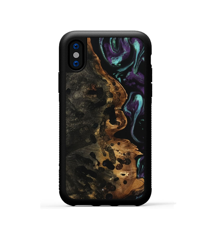 iPhone Xs Wood Phone Case - Flora (Purple, 740073)