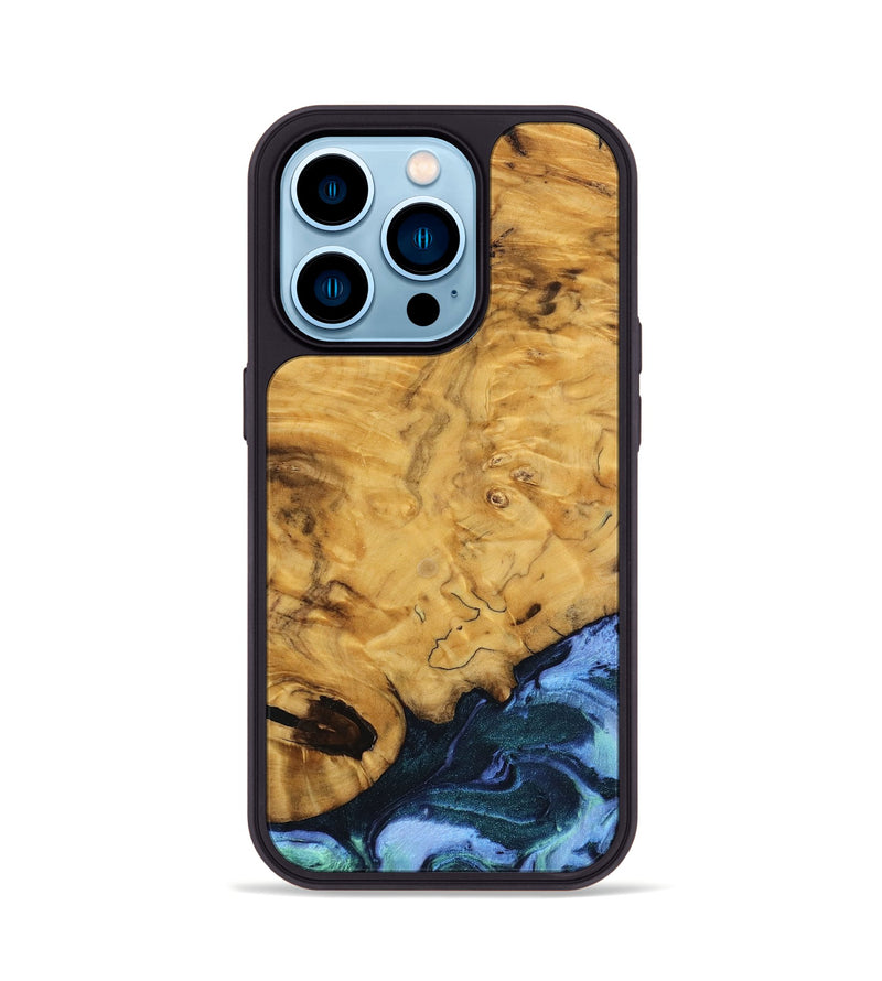 iPhone 14 Pro Wood Phone Case - Darell (Blue, 740085)