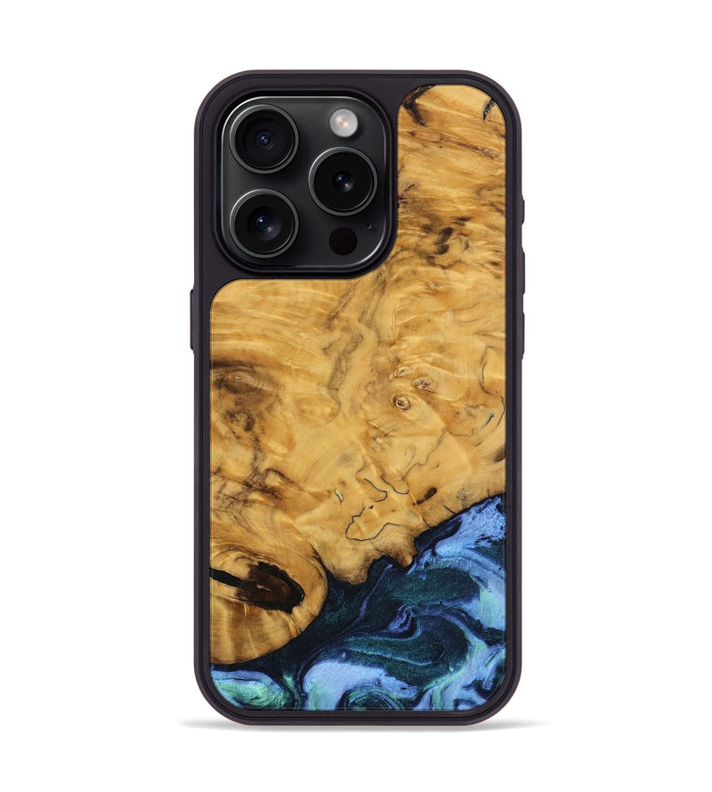 iPhone 15 Pro Wood Phone Case - Darell (Blue, 740085)