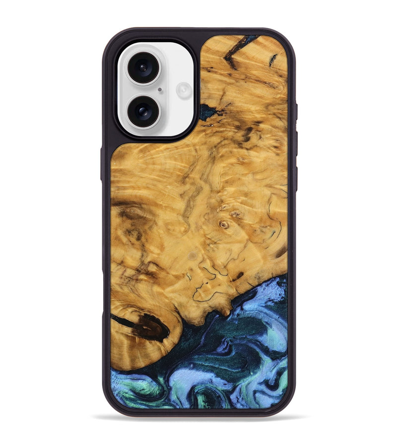 iPhone 16 Plus Wood Phone Case - Darell (Blue, 740085)