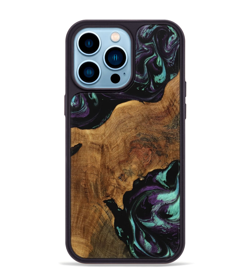 iPhone 14 Pro Max Wood Phone Case - Daisie (Purple, 740086)