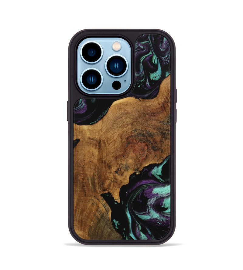 iPhone 14 Pro Wood Phone Case - Daisie (Purple, 740086)