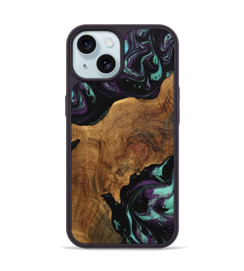 iPhone 15 Wood Phone Case - Daisie (Purple, 740086)