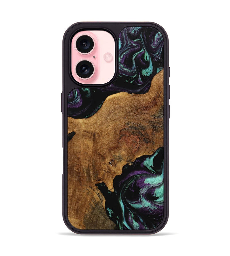 iPhone 16 Wood Phone Case - Daisie (Purple, 740086)