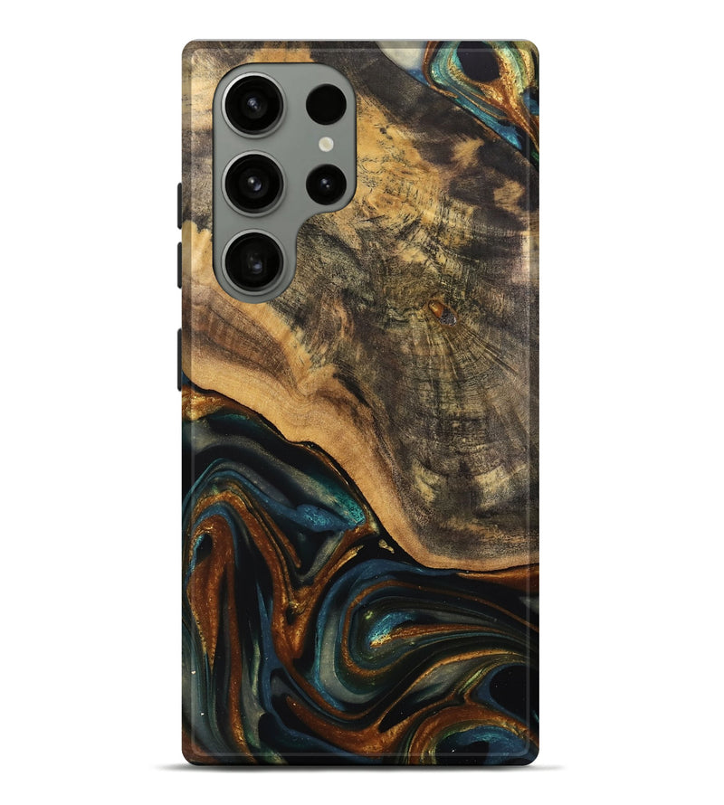 Galaxy S23 Ultra Wood Live Edge Phone Case - Greyson (Teal & Gold, 740100)