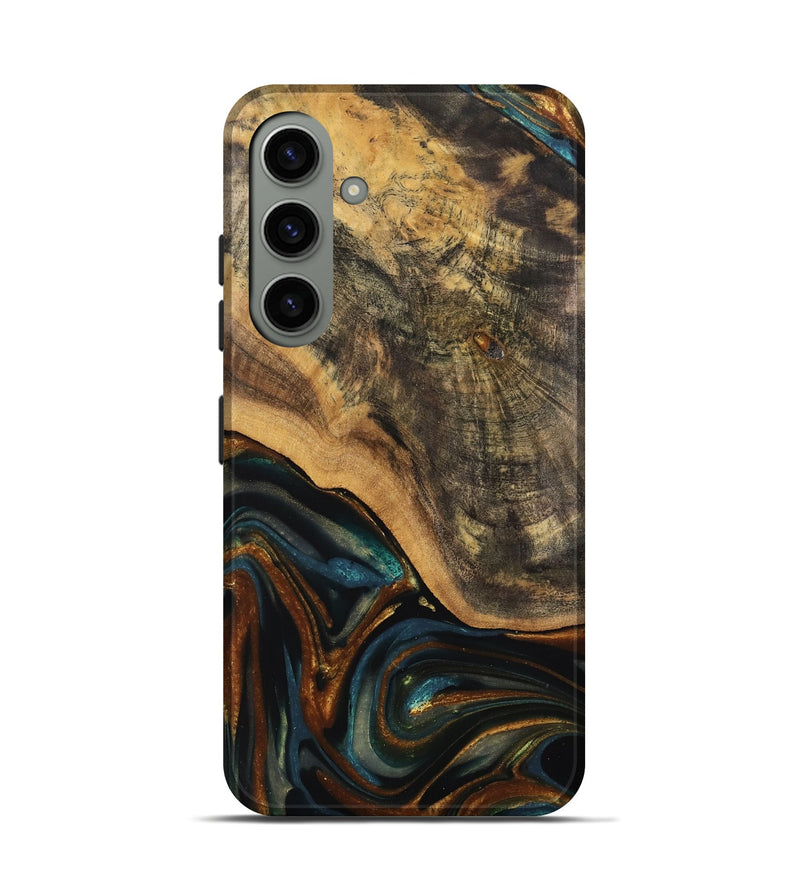 Galaxy S24 Wood Live Edge Phone Case - Greyson (Teal & Gold, 740100)