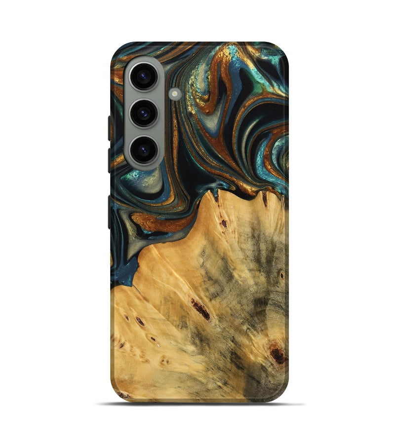 Galaxy S24 Wood Live Edge Phone Case - Gabriel (Teal & Gold, 740103)