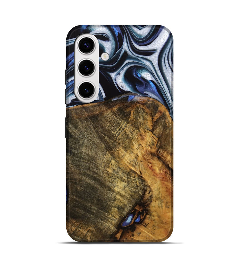 Galaxy S25 Wood Live Edge Phone Case - Ashli (Blue, 740118)