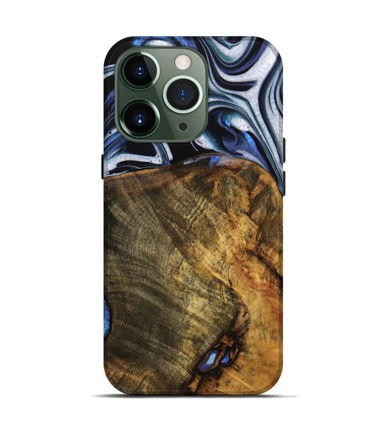 iPhone 13 Pro Wood Live Edge Phone Case - Ashli (Blue, 740118)