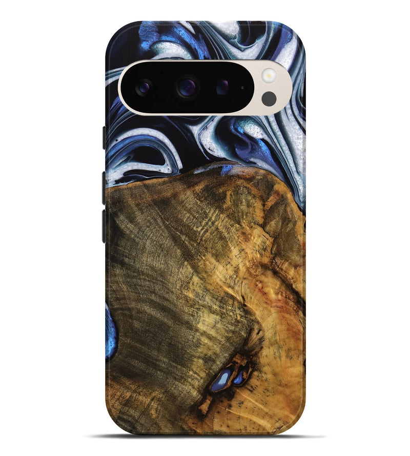 Pixel 9 Pro XL Wood Live Edge Phone Case - Ashli (Blue, 740118)