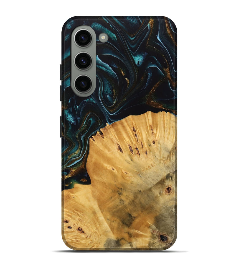 Galaxy S23 Plus Wood Live Edge Phone Case - Tiff (Teal & Gold, 740142)