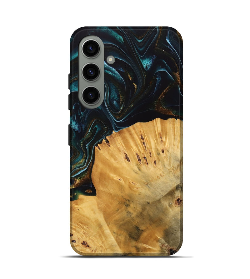 Galaxy S24 Wood Live Edge Phone Case - Tiff (Teal & Gold, 740142)