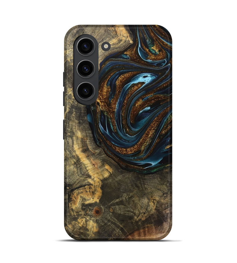 Galaxy S23 Wood Live Edge Phone Case - Cassie (Teal & Gold, 740143)