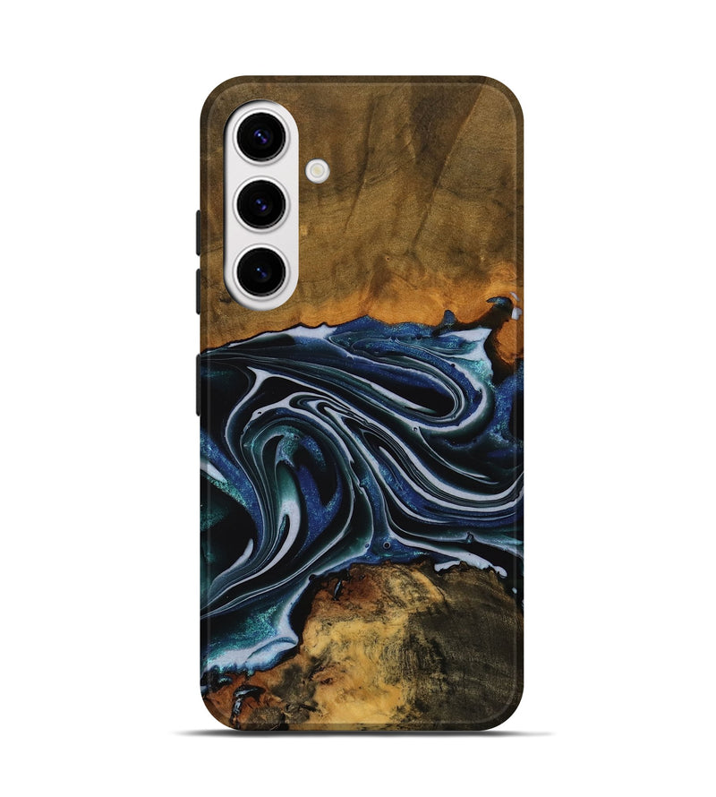 Galaxy S25 Wood Live Edge Phone Case - Tanya (Blue, 740148)