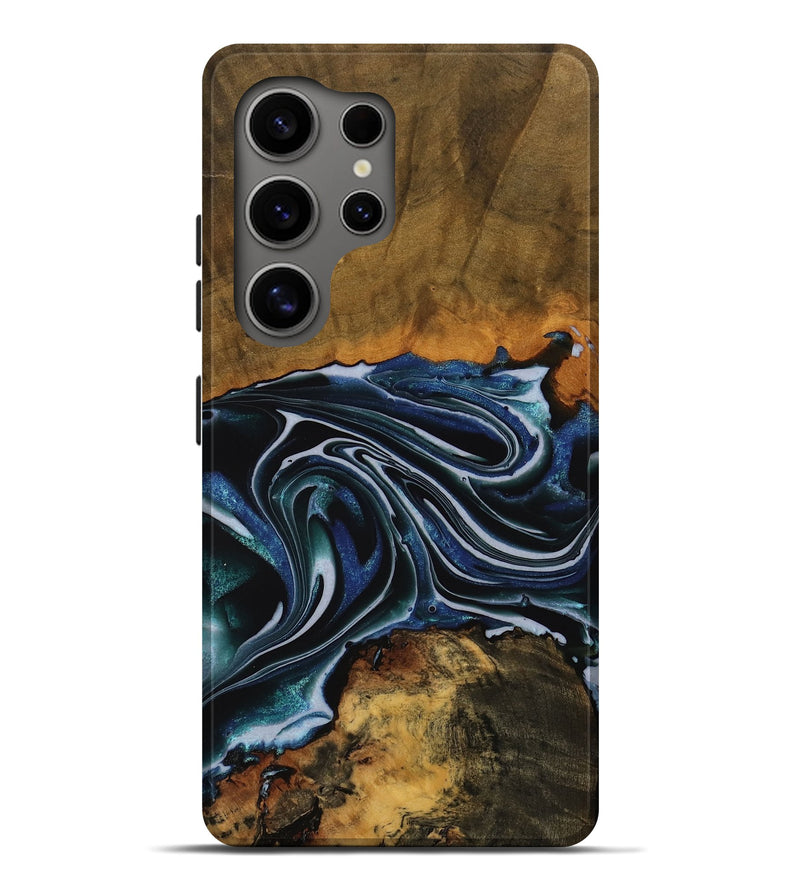 Galaxy S25 Ultra Wood Live Edge Phone Case - Tanya (Blue, 740148)