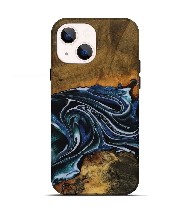 iPhone 13 Wood Live Edge Phone Case - Tanya (Blue, 740148)