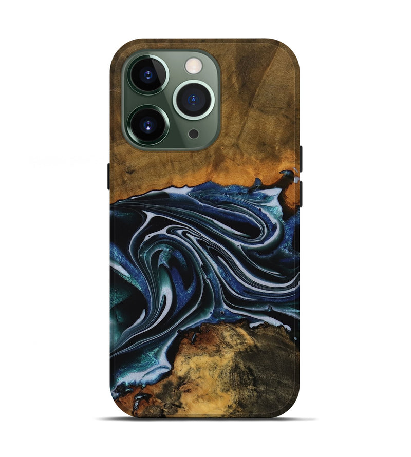 iPhone 13 Pro Wood Live Edge Phone Case - Tanya (Blue, 740148)