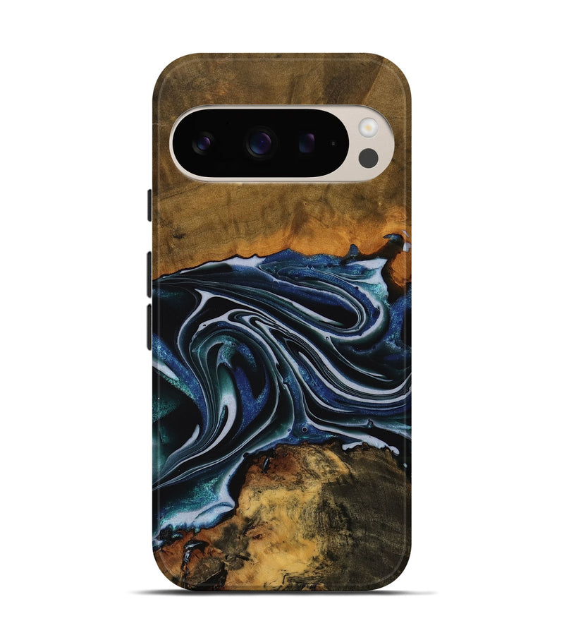 Pixel 9 Pro Wood Live Edge Phone Case - Tanya (Blue, 740148)