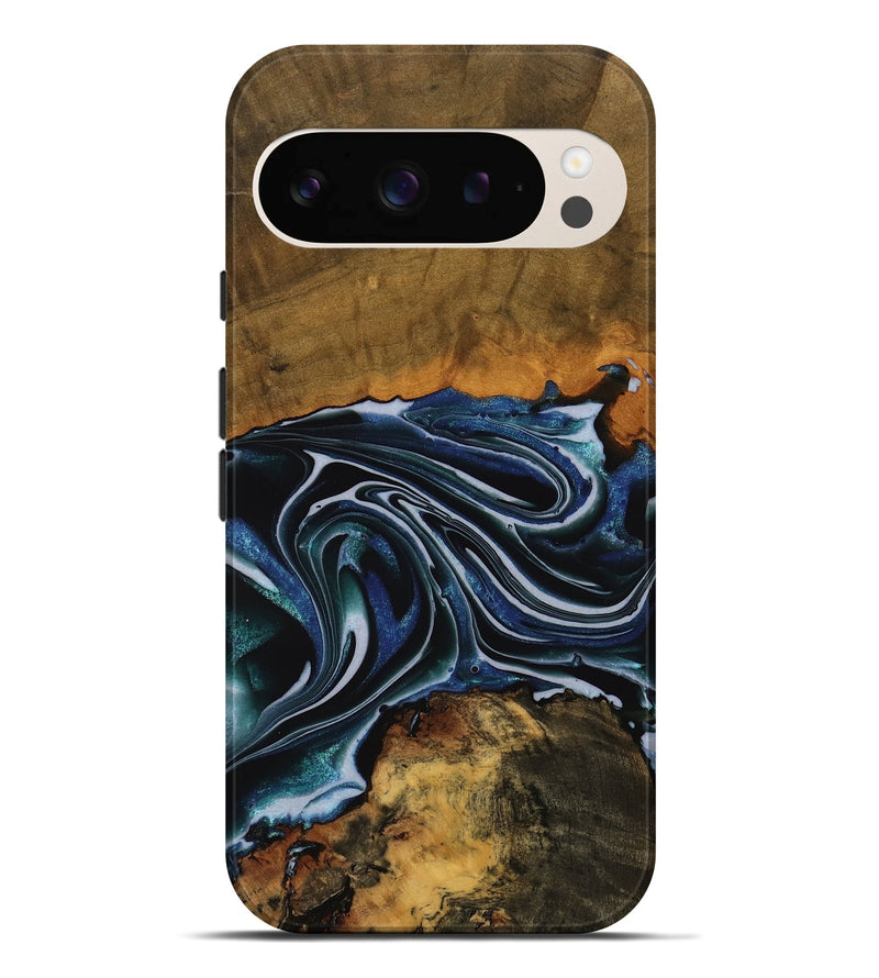 Pixel 9 Pro XL Wood Live Edge Phone Case - Tanya (Blue, 740148)