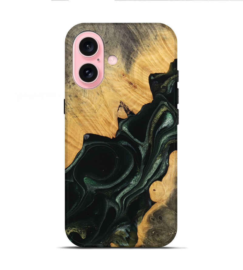 iPhone 16 Wood Live Edge Phone Case - Bihari (Green, 740150)