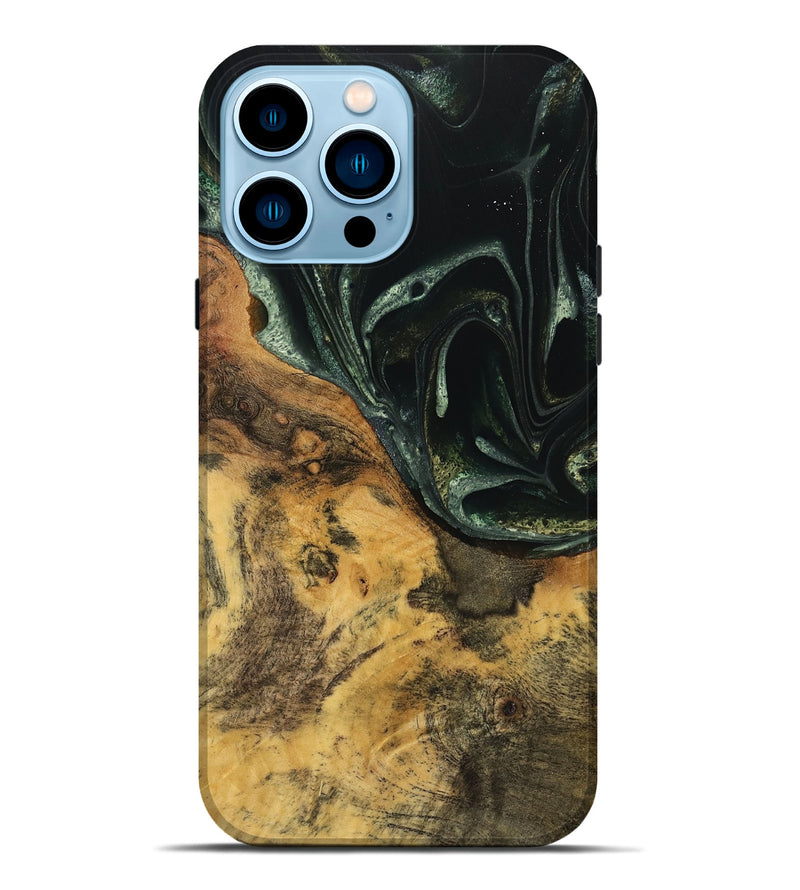 iPhone 14 Pro Max Wood Live Edge Phone Case - Nawa (Green, 740151)