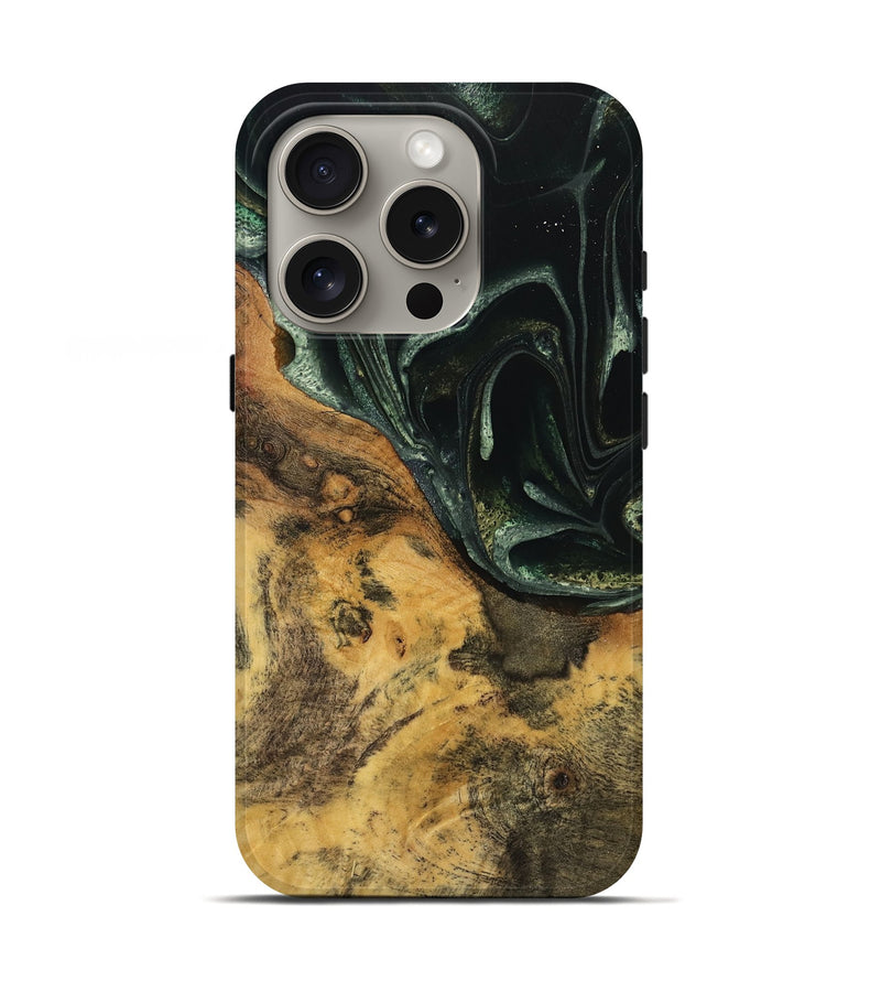 iPhone 16 Pro Wood Live Edge Phone Case - Nawa (Green, 740151)