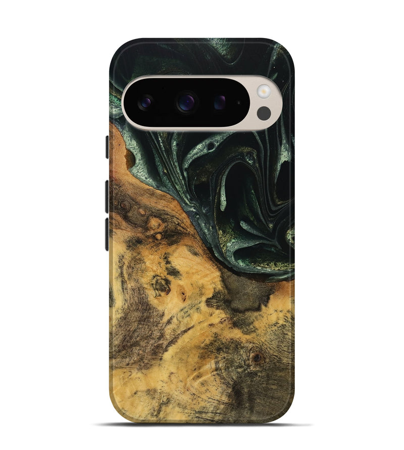 Pixel 9 Pro Wood Live Edge Phone Case - Nawa (Green, 740151)