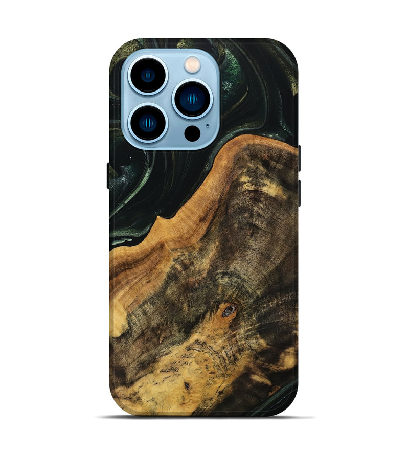 iPhone 14 Pro Wood Live Edge Phone Case - Verile (Green, 740152)