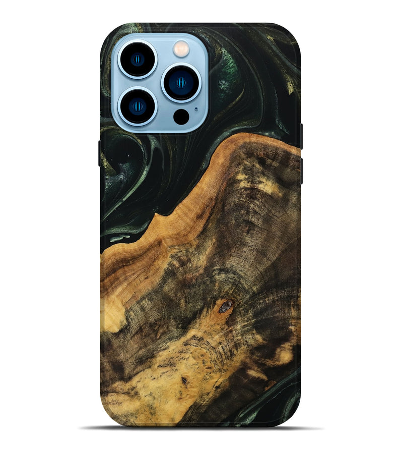 iPhone 14 Pro Max Wood Live Edge Phone Case - Verile (Green, 740152)