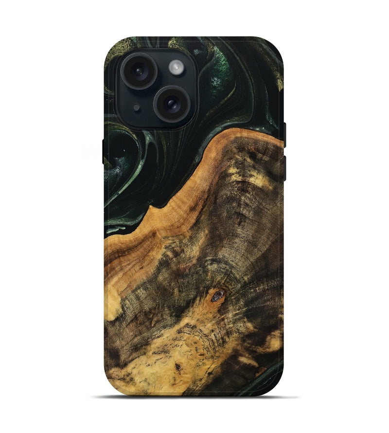 iPhone 15 Wood Live Edge Phone Case - Verile (Green, 740152)